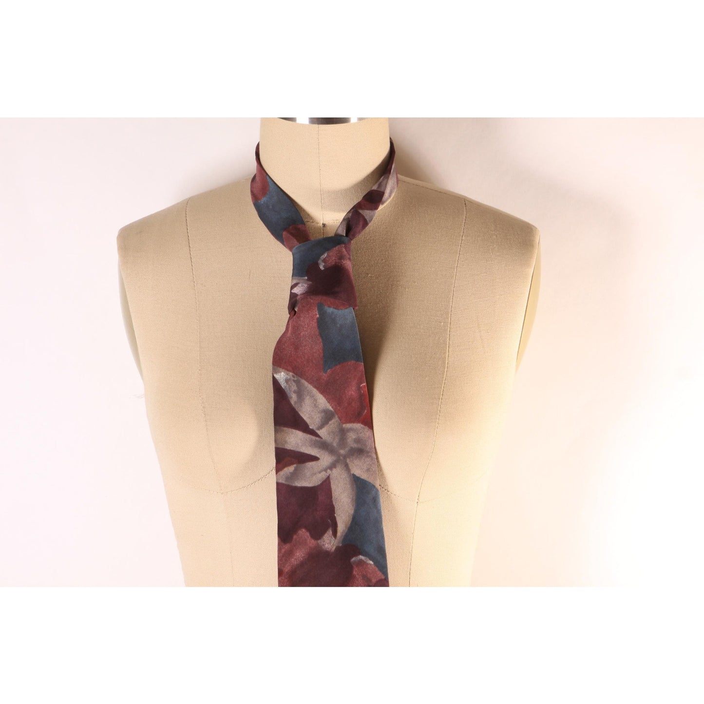1980s Purple, Pink and Blue Floral Necktie Tie by Mario Valentino