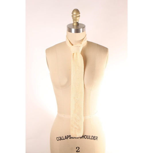 1980s Cream Sweater Style Square End Necktie Tie by G. Galvani