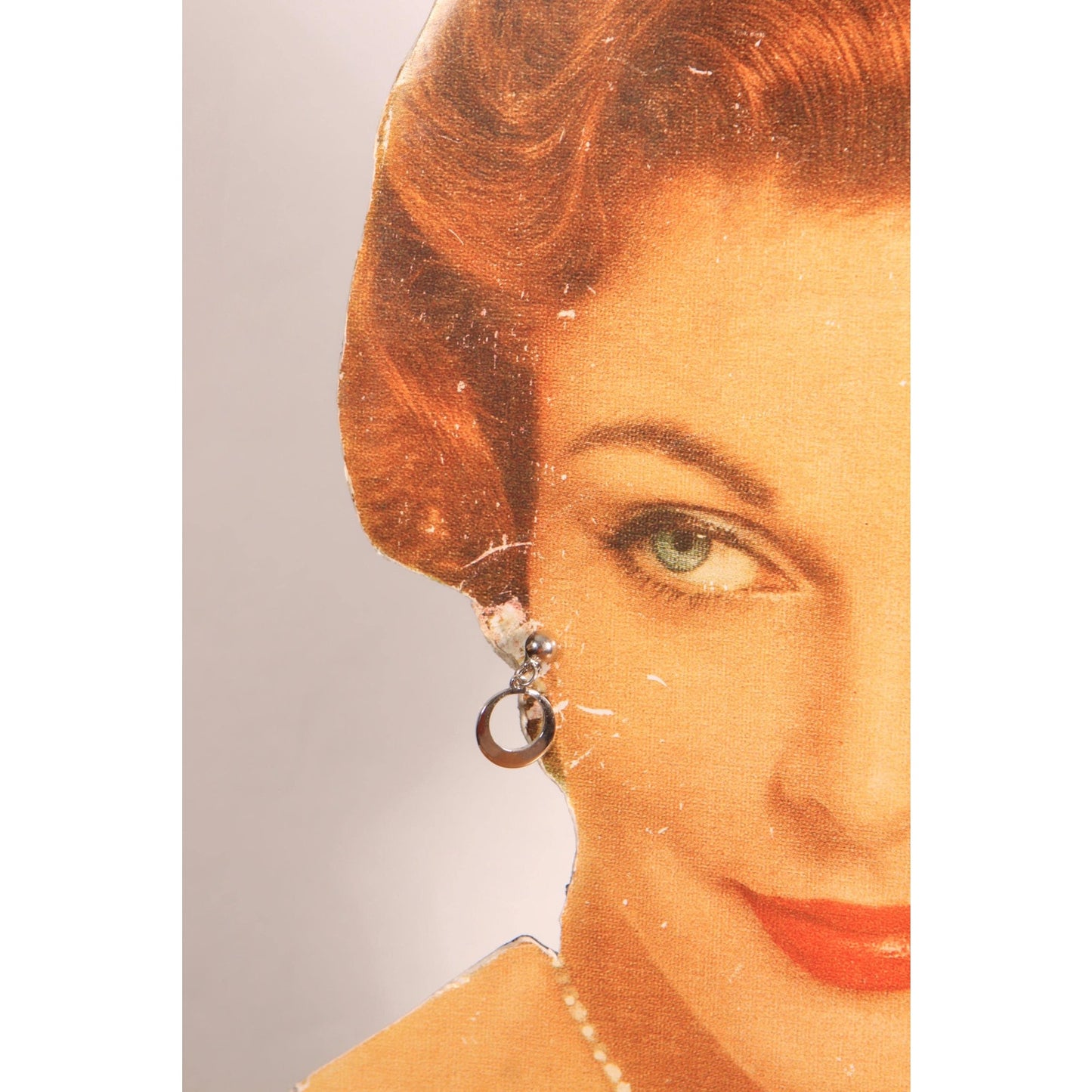 1950s Silver Tone Metal Hoop Clip On Earrings
