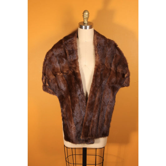 1950s Dark Brown Mink Fur Wrap Shawl