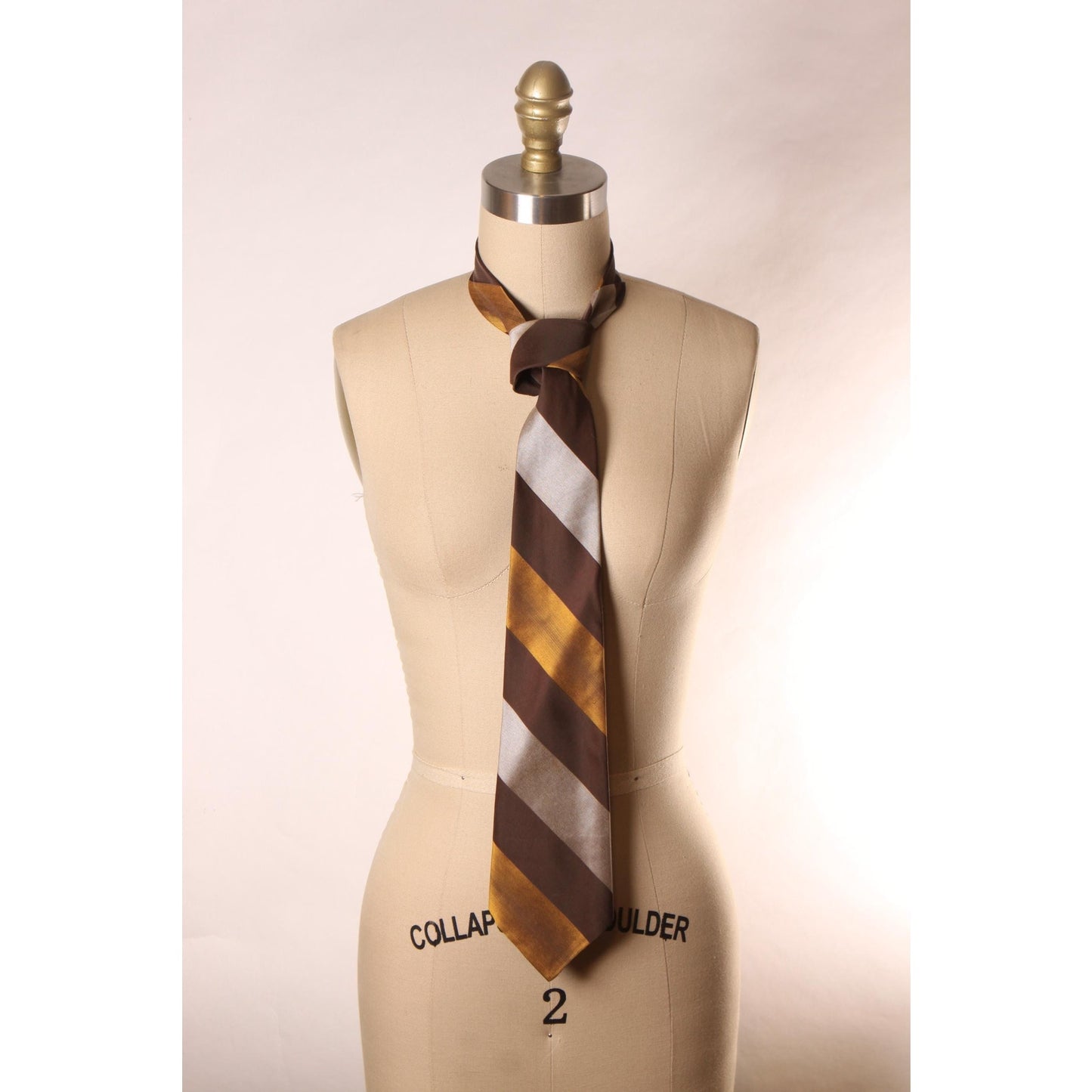 1960s Brown, White and Yellow Striped Necktie Tie by Ties