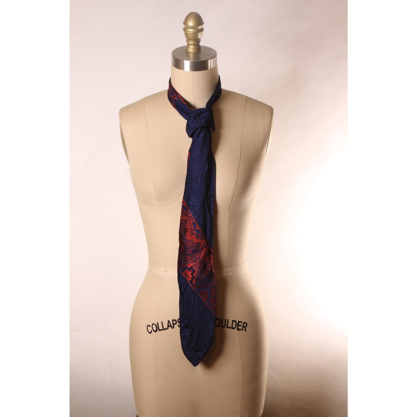 1970s Blue and Red Patterned Necktie Tie by Mitzi Cravat