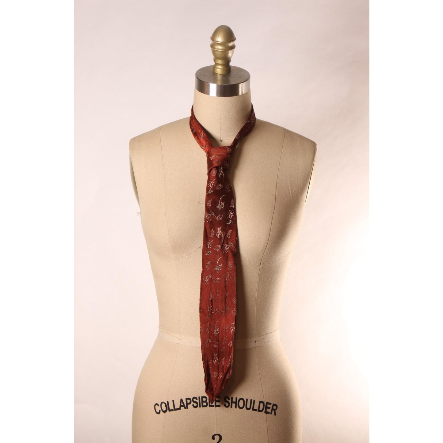 1950s Dark Red Floral Necktie Tie by Regal Wyman-Daniel