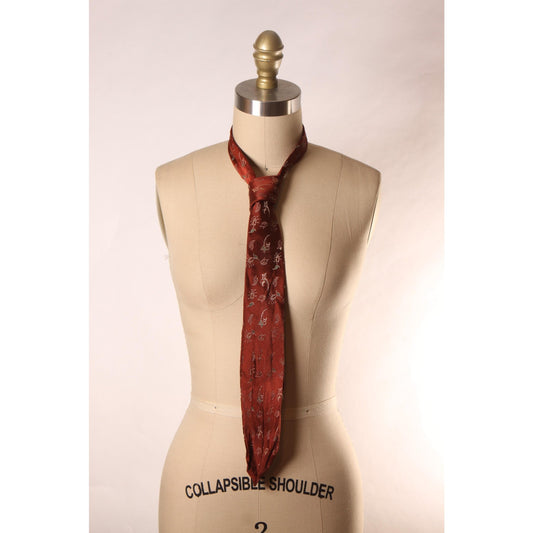 1950s Dark Red Floral Necktie Tie by Regal Wyman-Daniel