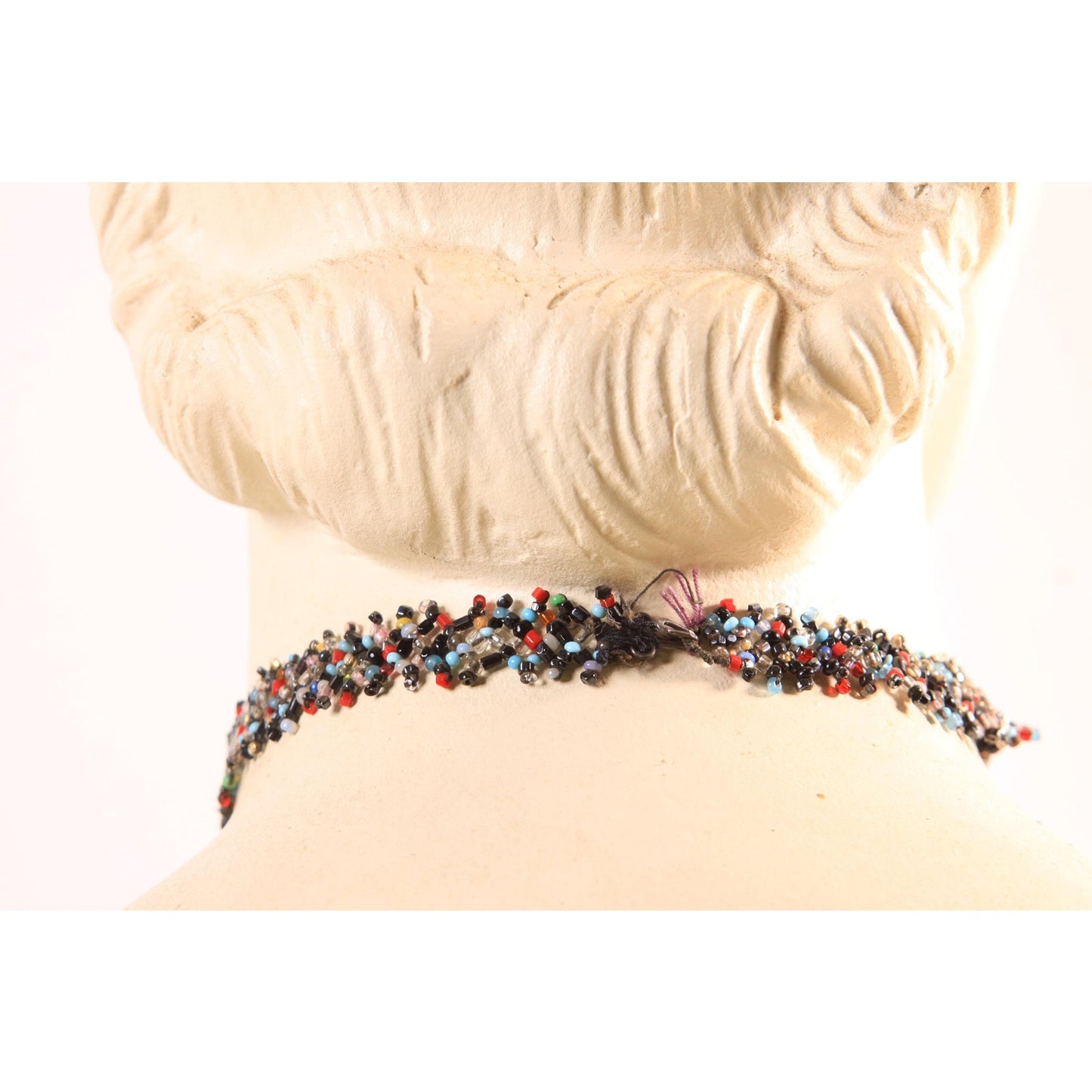 1920s 1930s Multi-Colored Glass Beaded Flapper Choker Necklace