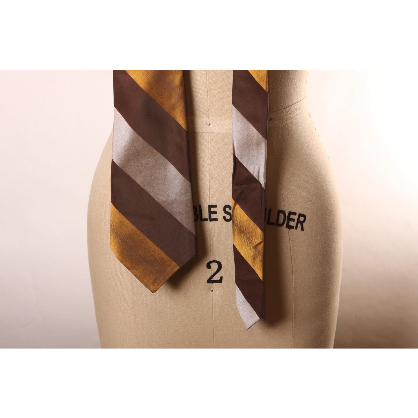 1960s Brown, White and Yellow Striped Necktie Tie by Ties