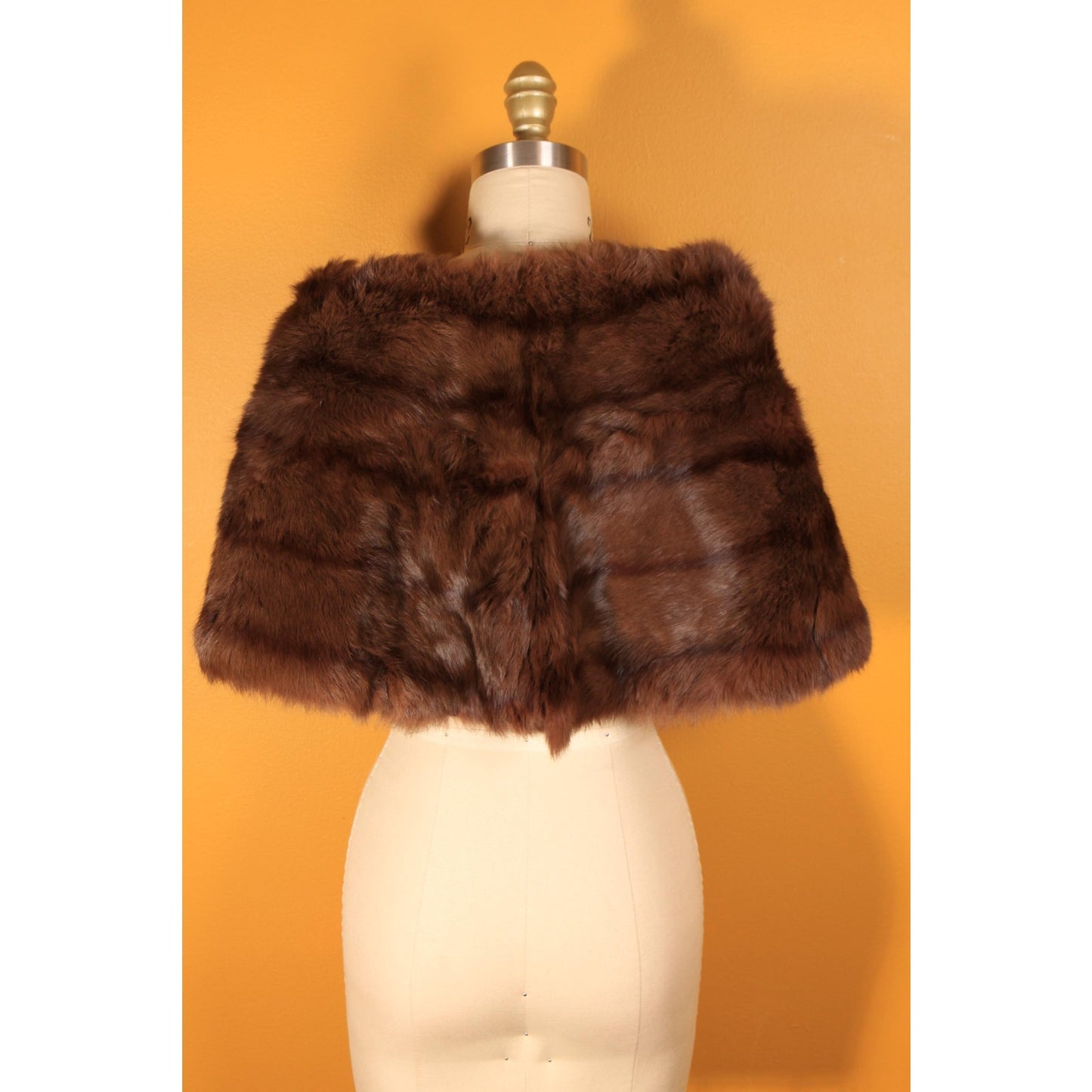 1950s Dyed Rabbit Fur Pom Pom Shrug Wrap