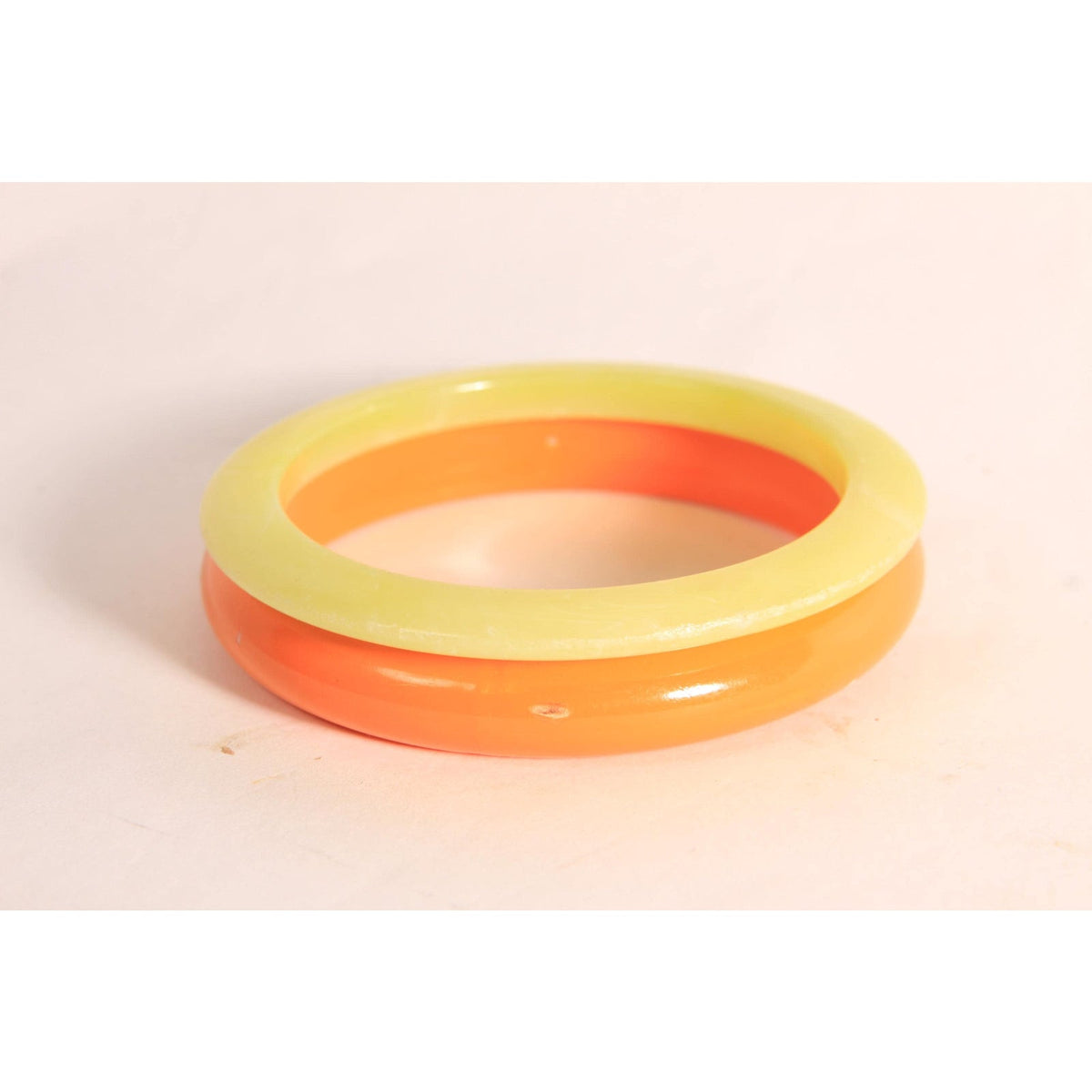 1980s Peach Pink Orange and Light Green Marbled Plastic Stack of Bangle Bracelets
