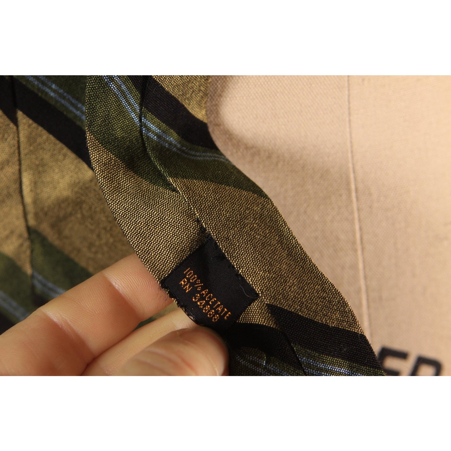 1970s Blue and Gray Green Striped Necktie Tie