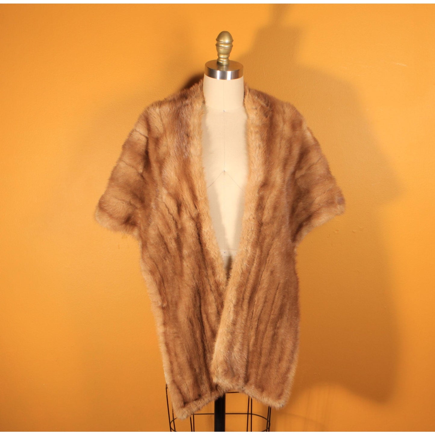 1950s Honey Brown Mink Fur Shawl Fur Wrap by Creasy Furs