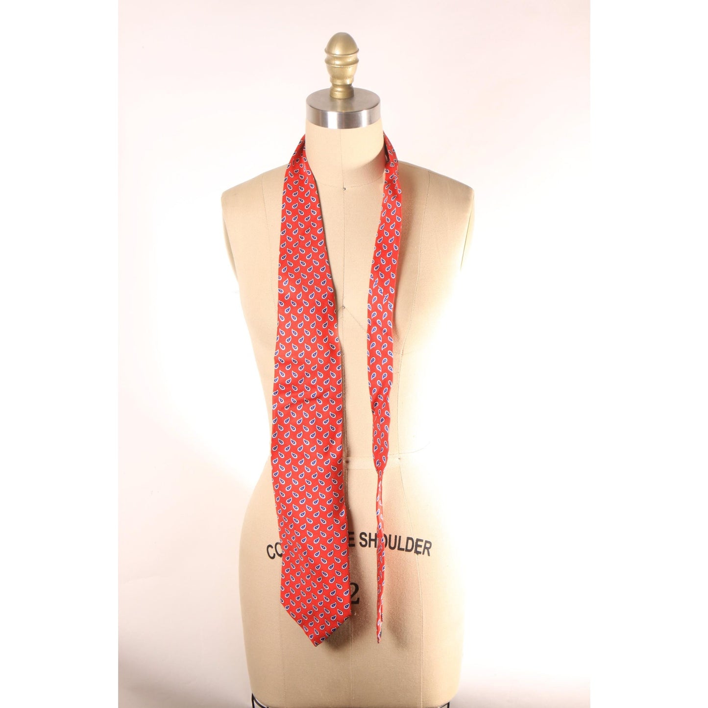 1990s Red, White and Blue Paisley Necktie Tie by Rooster