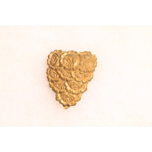Antique 1920s Gold Tone Metal Floral Flower Dress Fur Clip