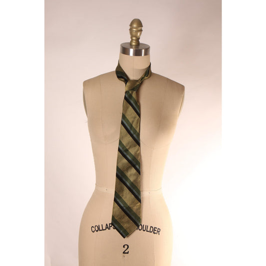 1970s Blue and Gray Green Striped Necktie Tie