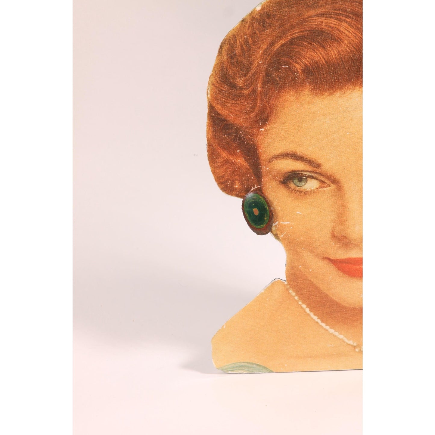 1950s Novelty Green Wood Slice Screw Back Earrings