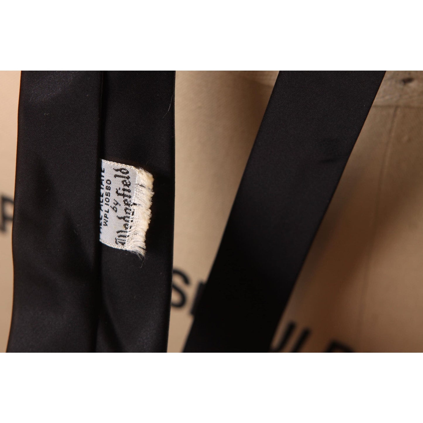 1950s Black Hand Painted Fedora Hat Skinny Necktie Tie by Wedgefield