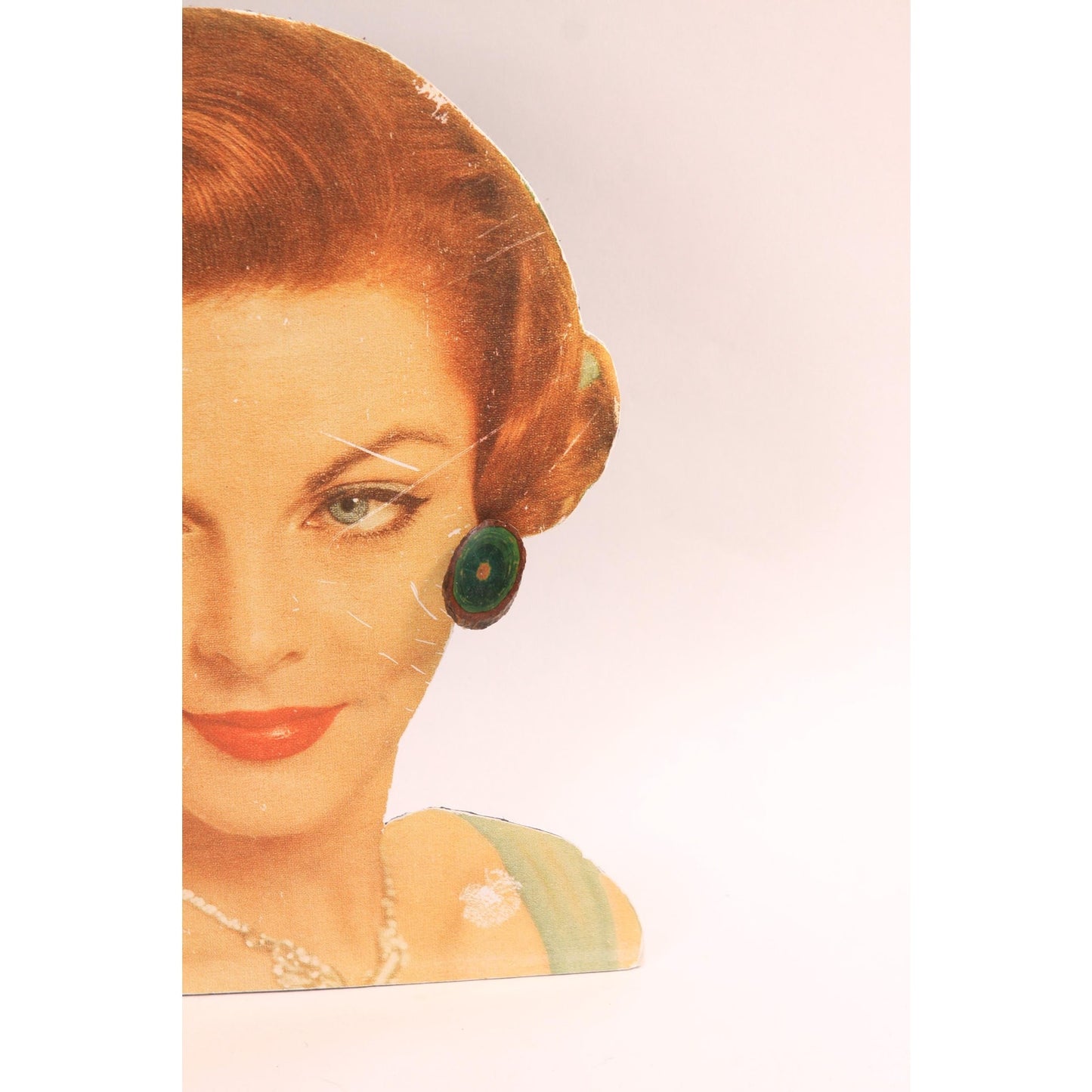 1950s Novelty Green Wood Slice Screw Back Earrings