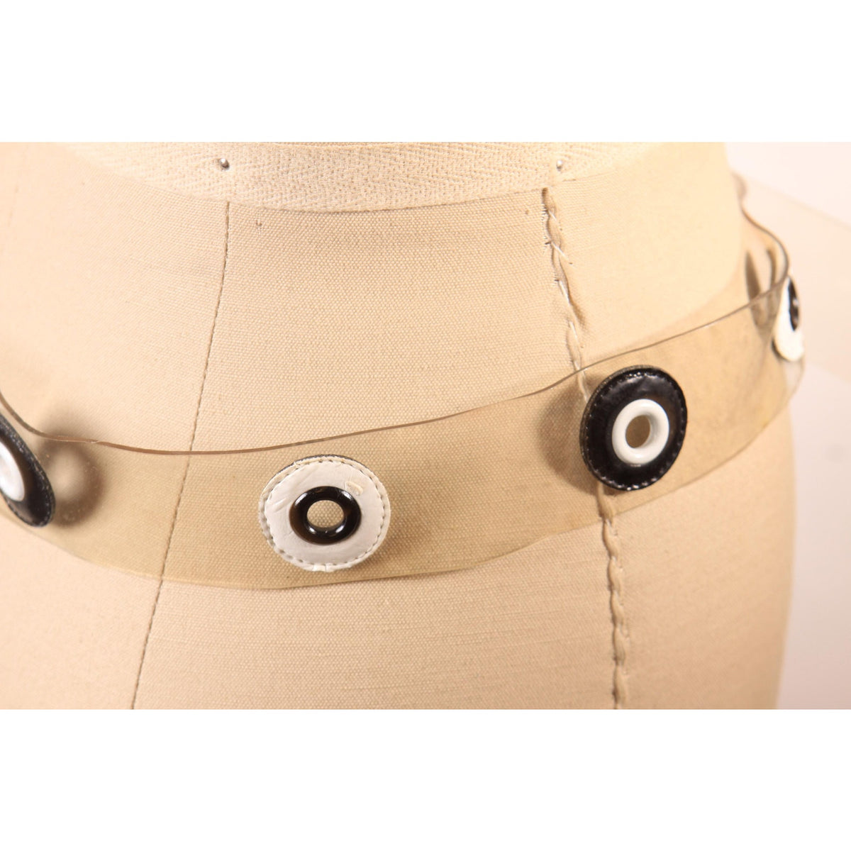 1990s Y2K Clear, Black and White Plastic Mod Circle Belt