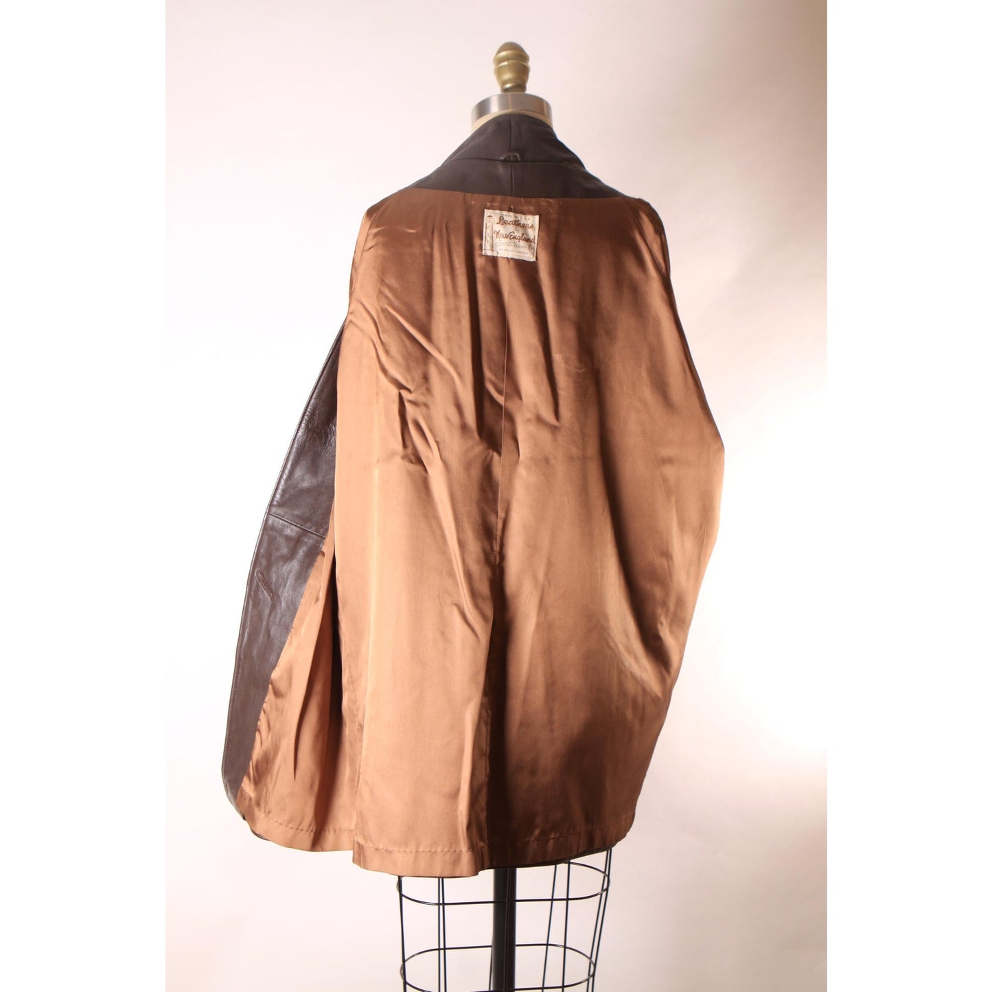 Deadstock Late 1970s Early 1980s Brown Leather Jacket with Matching Skirt Two Piece Skirt Suit by New England Sportswear -M-L