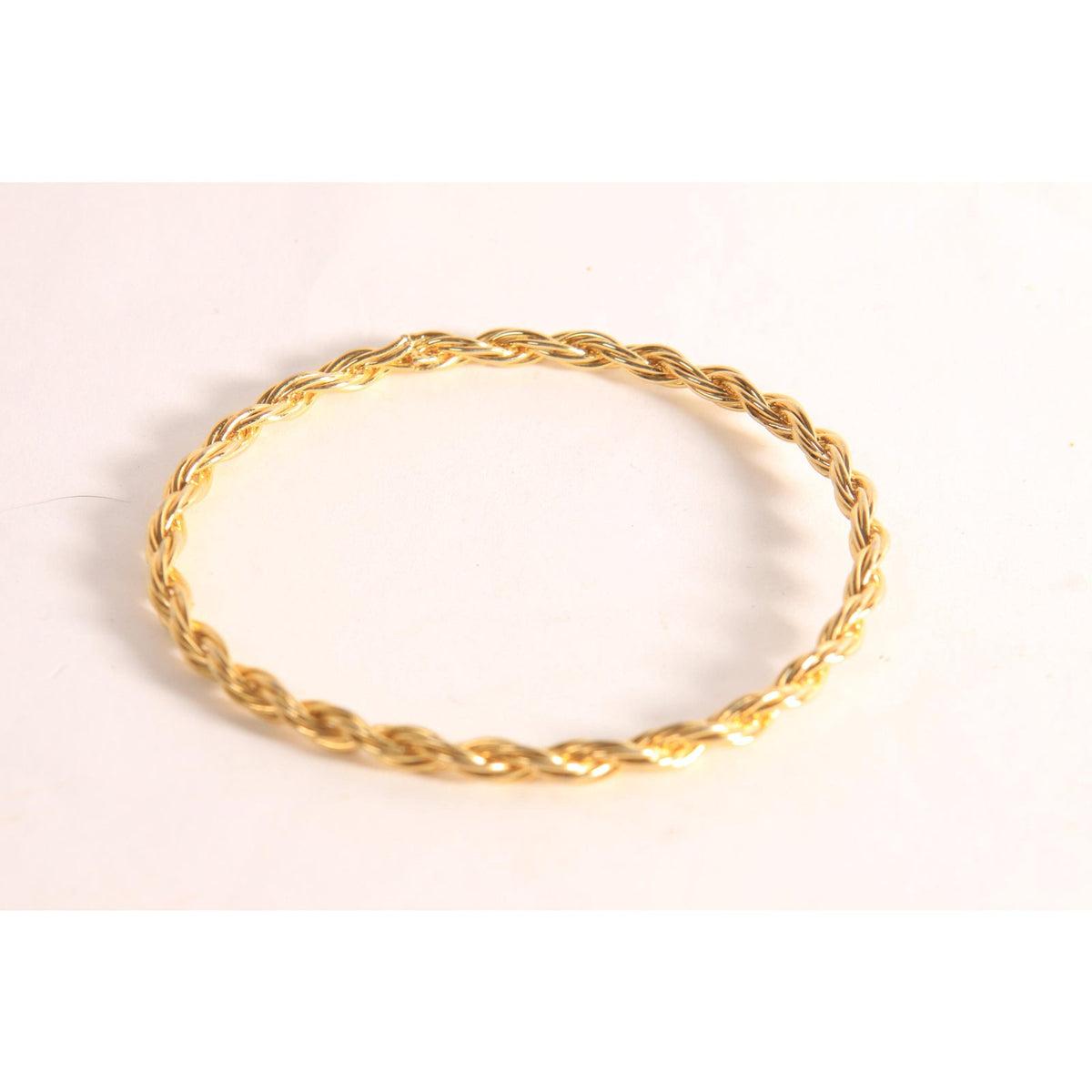 1970s 1980s Gold Tone Metal Twisted Wire Bangle Bracelet
