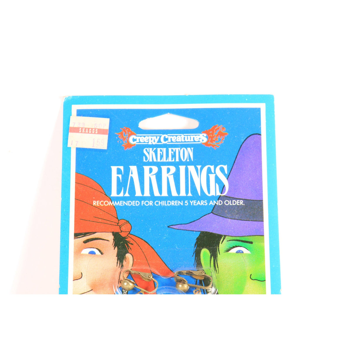 Deadstock 1980s 1990s Novelty Halloween Skeleton Dancing Clip On Earrings by Creepy Creatures