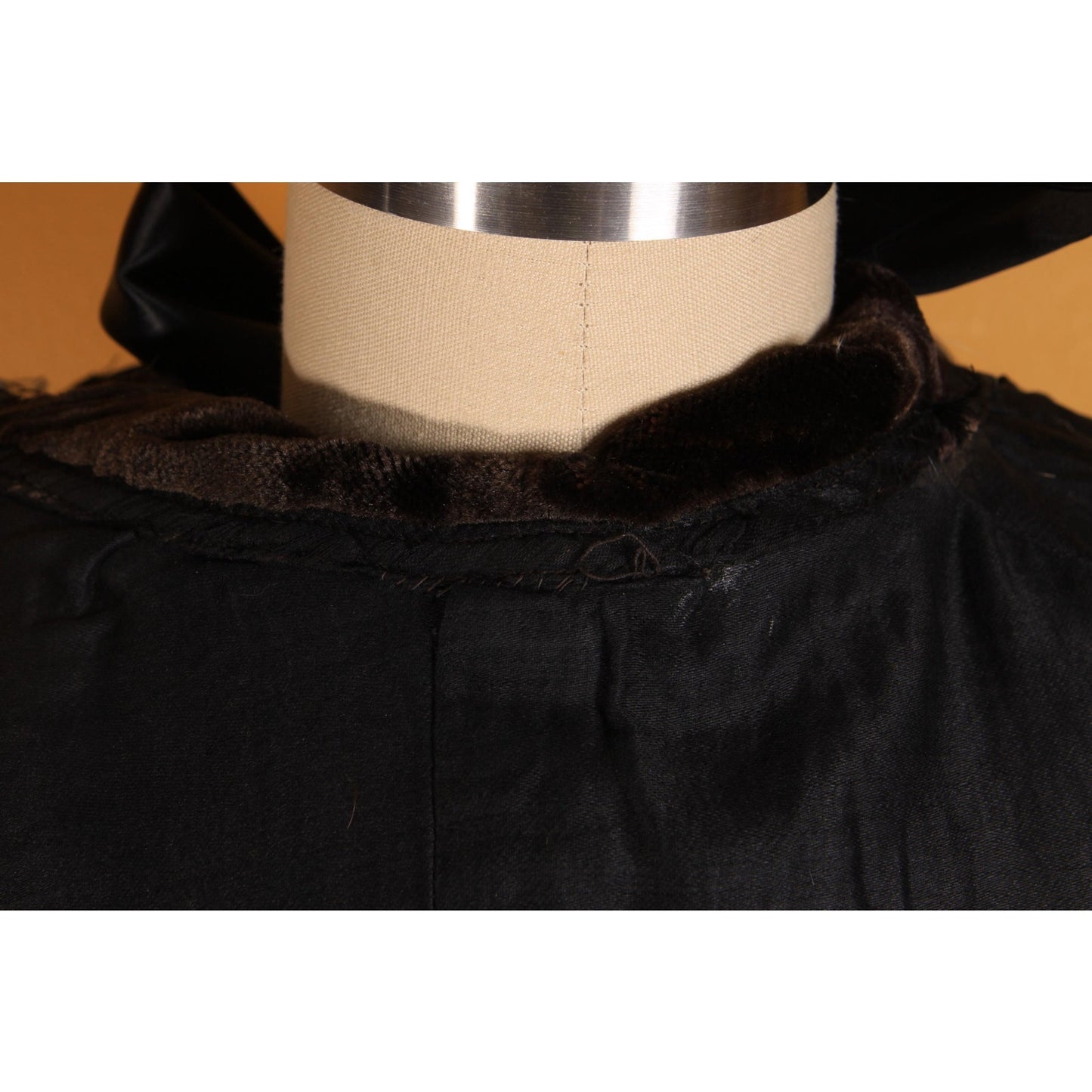 Antique 1800s 1900s Victorian Brown and Black Soutache Fur Trim Cape