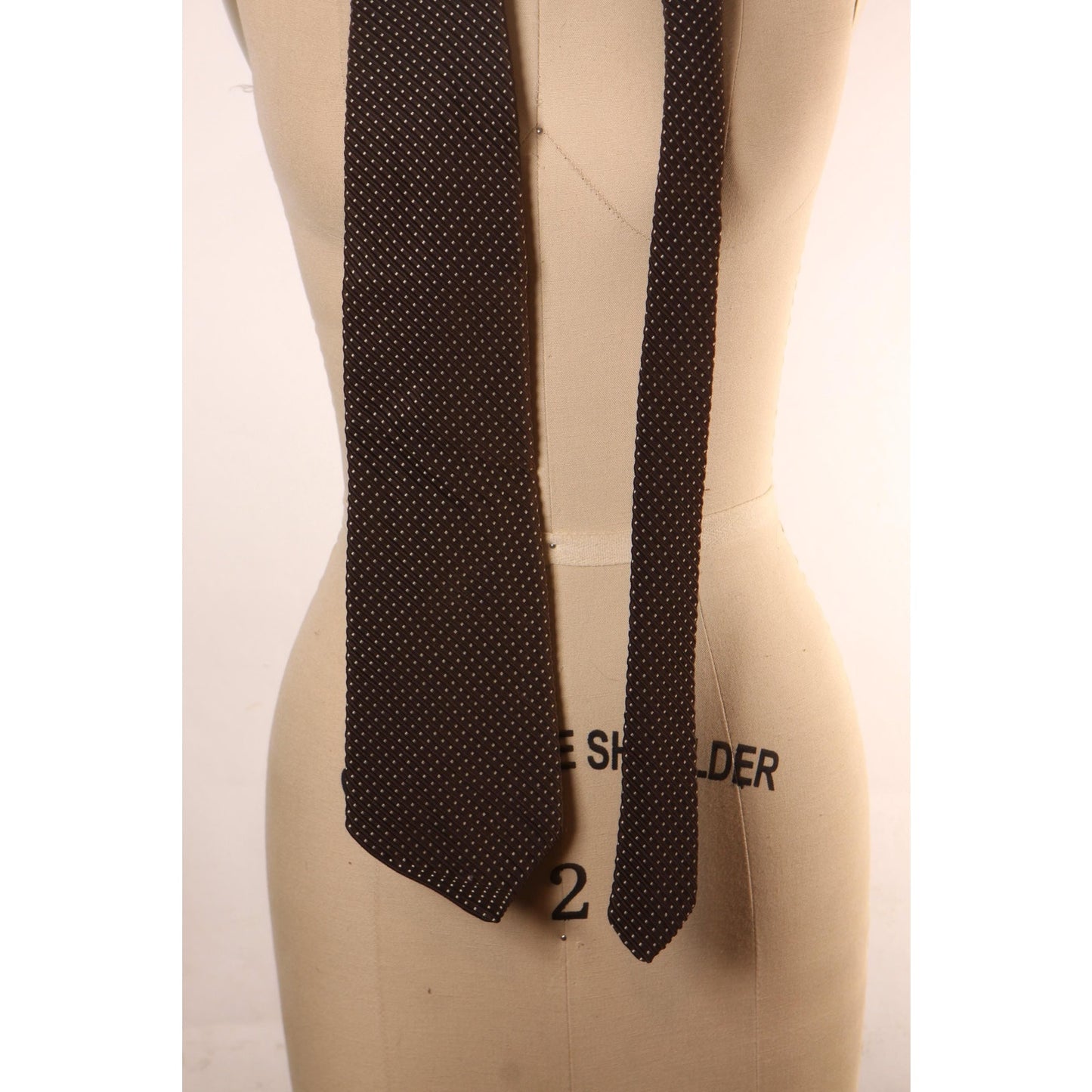 1970s Dark Brown and White Necktie Tie by Barth's for Damon