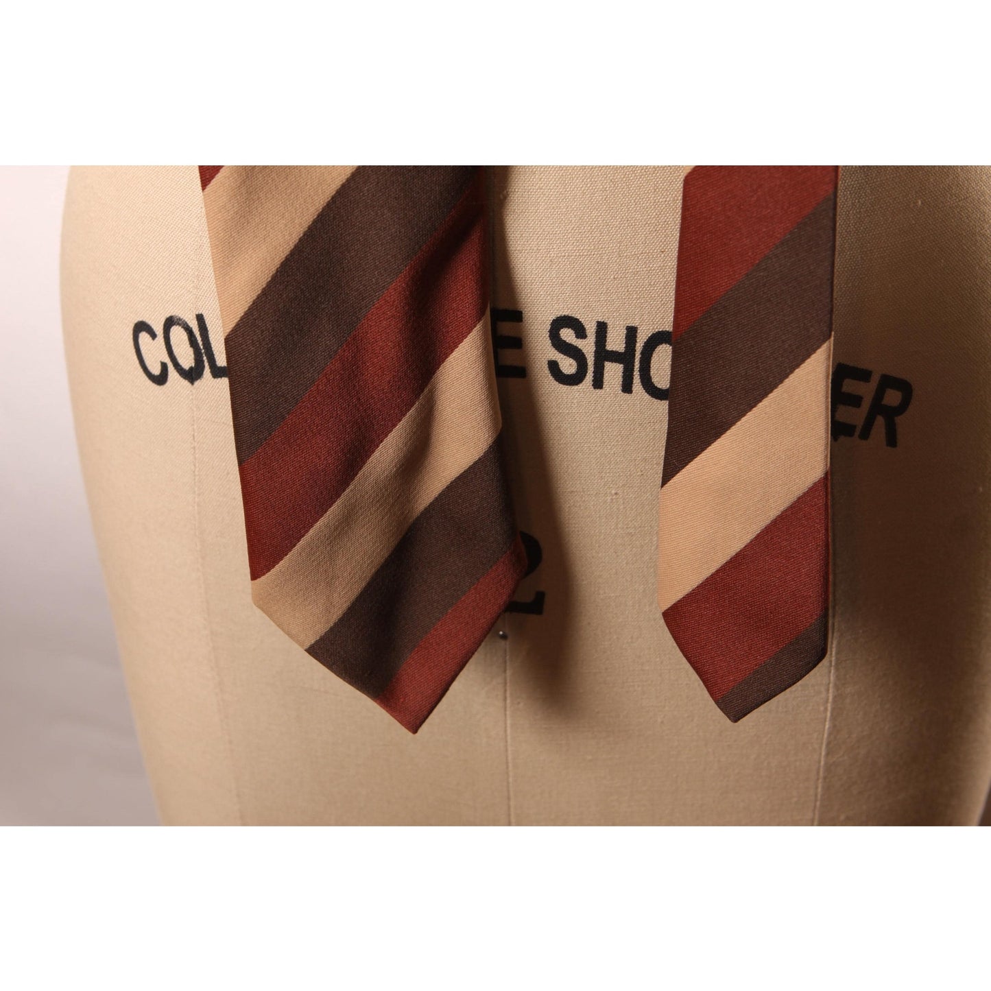 1970s Brown and Tan Striped Wide Necktie Tie