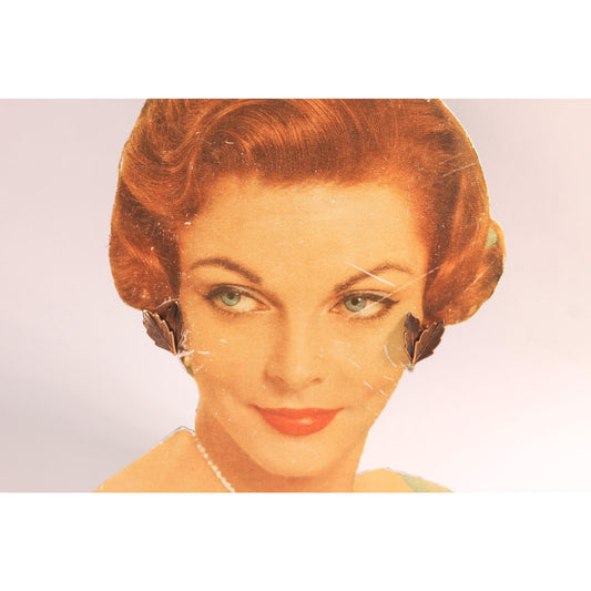 1950s Novelty Copper Metal Double Leaf Screw Back Earrings