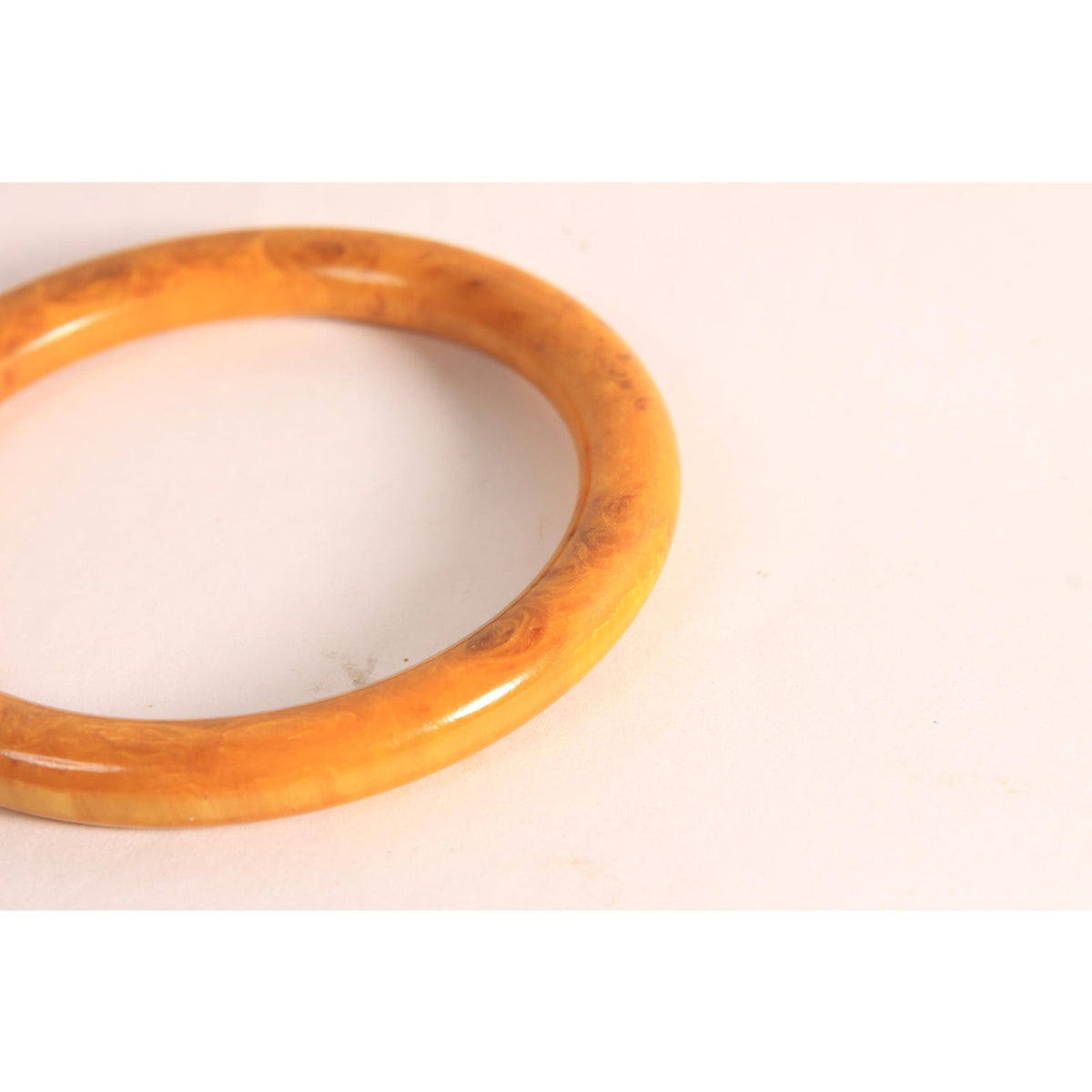 1940s 1950s Yellow Brown Butterscotch End of Day Bakelite Bangle Bracelet