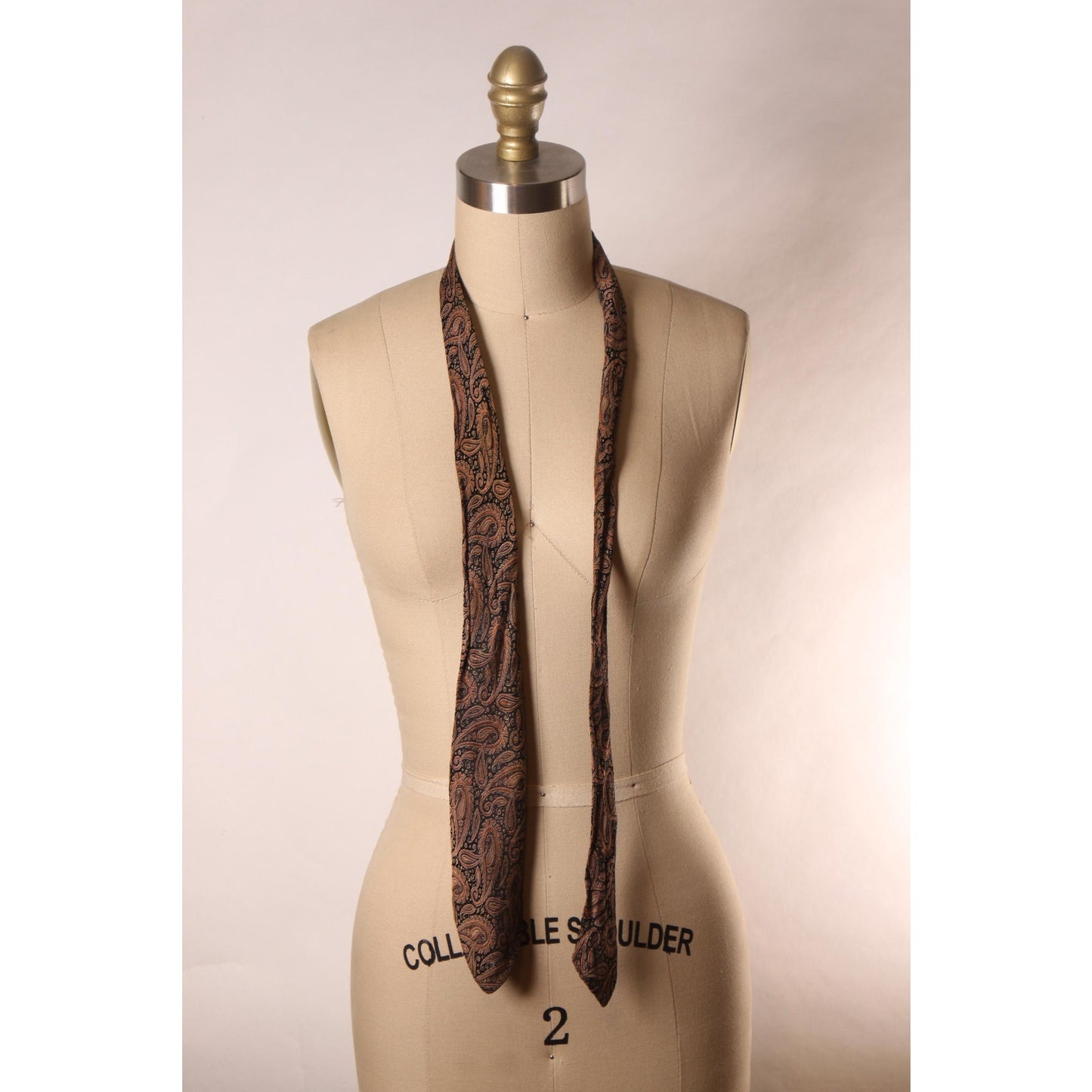 1960s Brown and Tan Paisley Necktie Tie