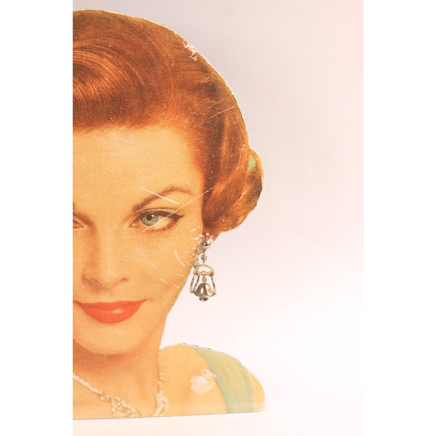 1950s Novelty Wedding Marriage Rings and Wedding Bells Silver Tone Metal Screw Back Earrings