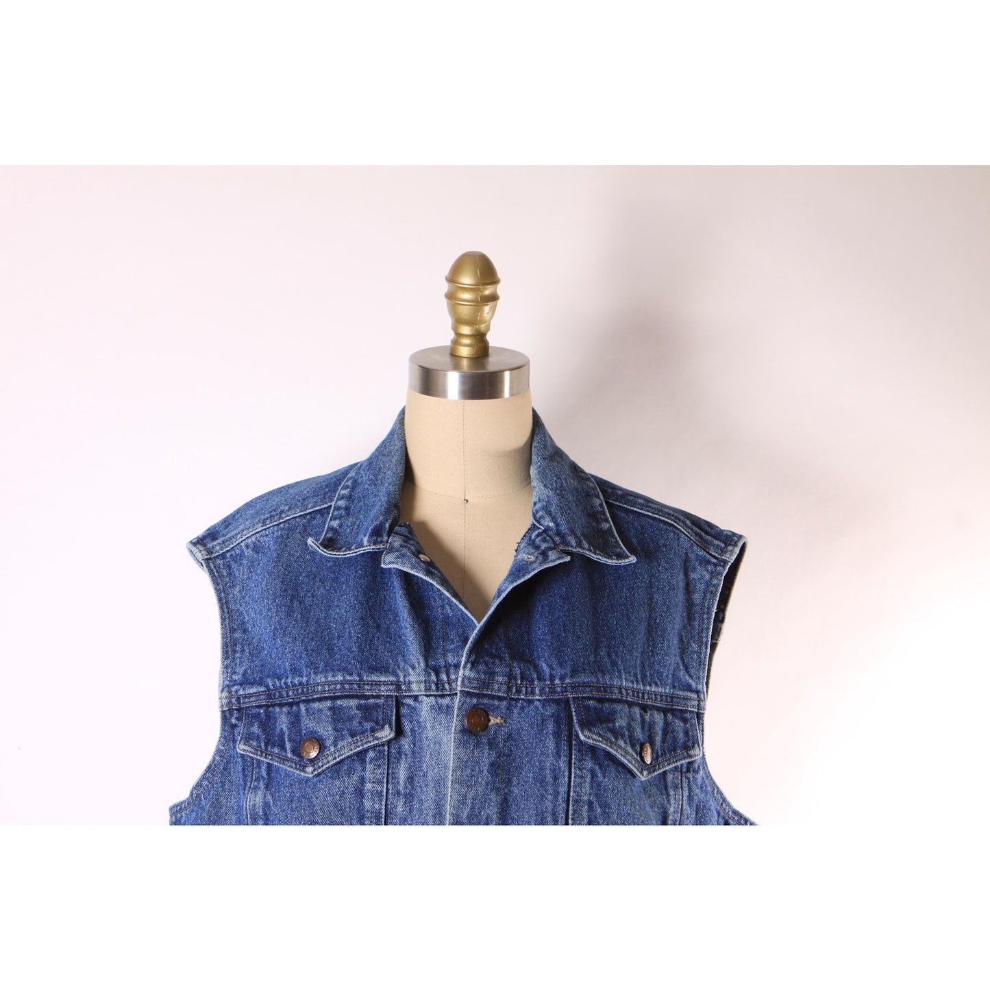 1990s Blue Denim Sleeveless Button Down Mens Vest by Calvin Klein -L