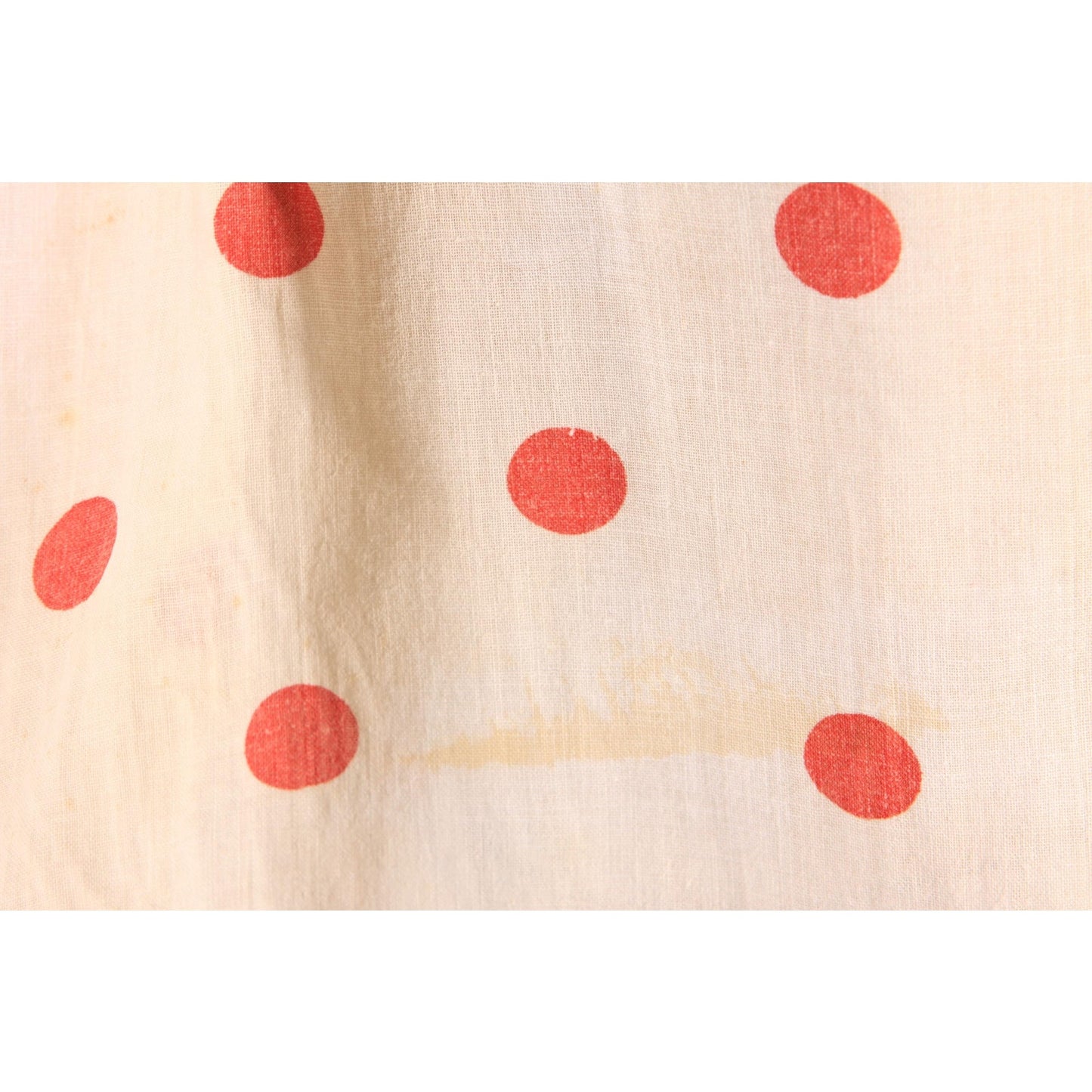1920s White and Red Polka Dot Feed Sack Bow Tie Sides Short Sleeve Dress -XL
