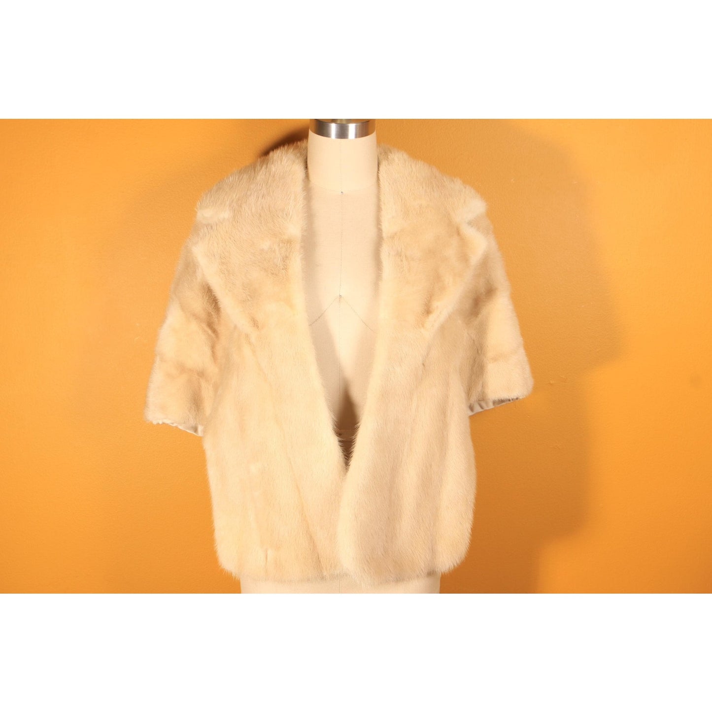 1950s Blonde Cream Mink Fur Shawl Wrap by Evan's Furs