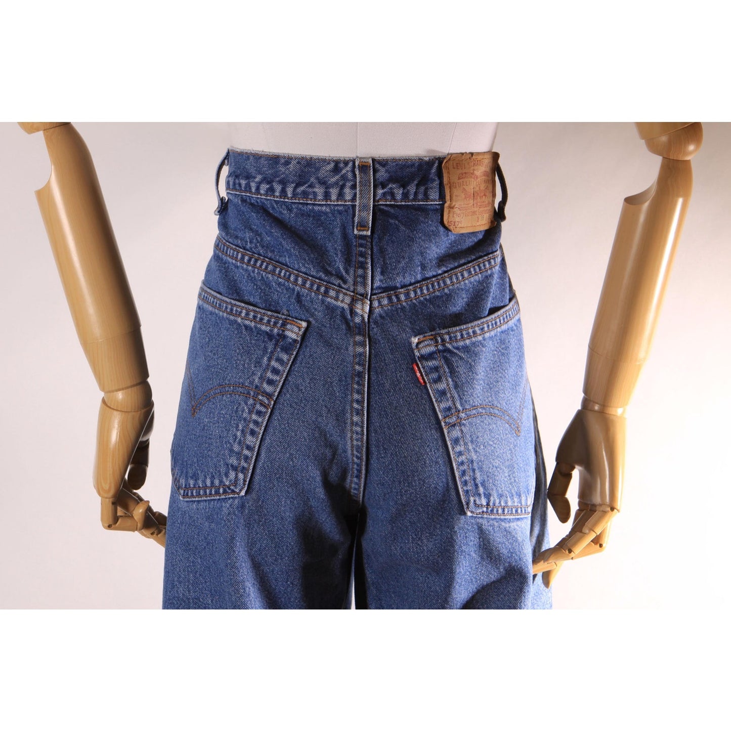 1990s Blue Denim Red Tab 517 Boot Cut Mens Jeans by Levi's- 38x30