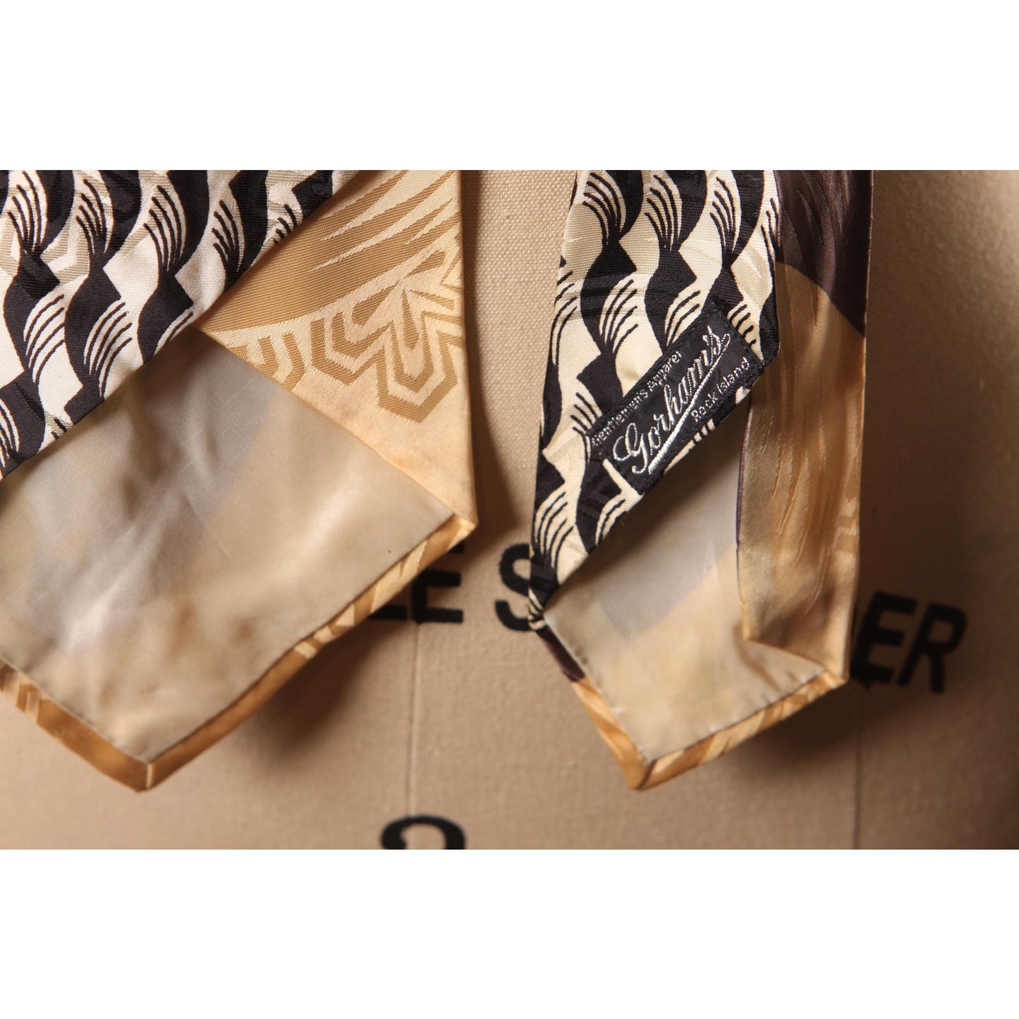 1950s Tan and Gray Abstract Mid Century Necktie Tie by Gorham’s