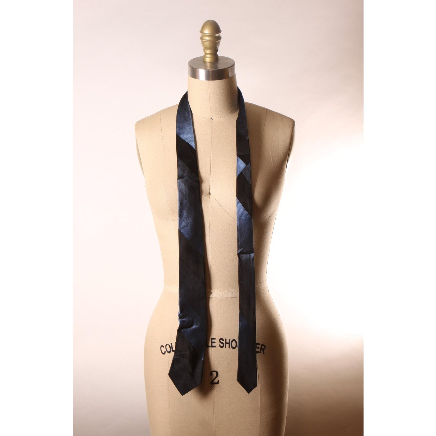 1950s Black and Blue Striped Necktie Tie by Baxter & Henning