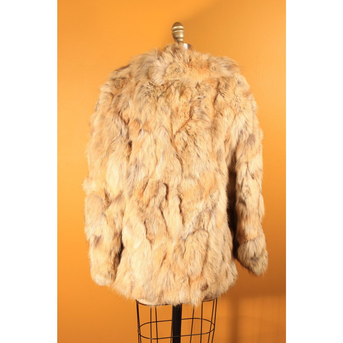 1970s Brown and Tan Patchwork Coyote Fur Coat by Furrocious -M