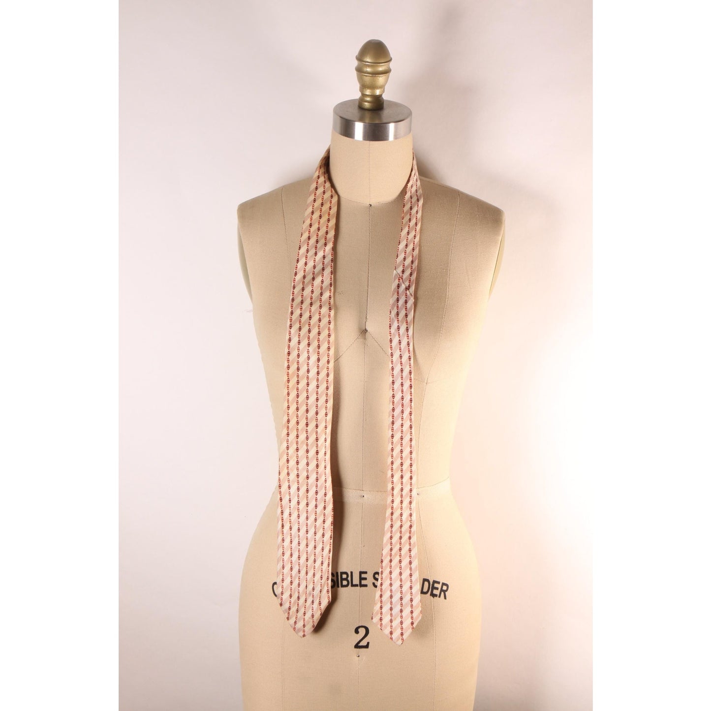 1960s Cream Off White and Red Necktie Tie by Arrow
