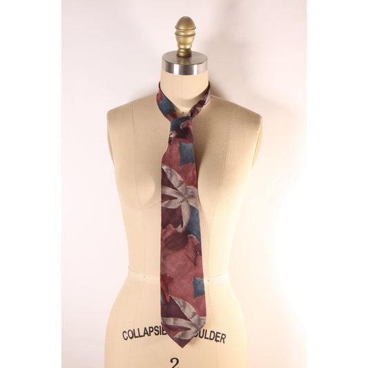 1980s Purple, Pink and Blue Floral Necktie Tie by Mario Valentino