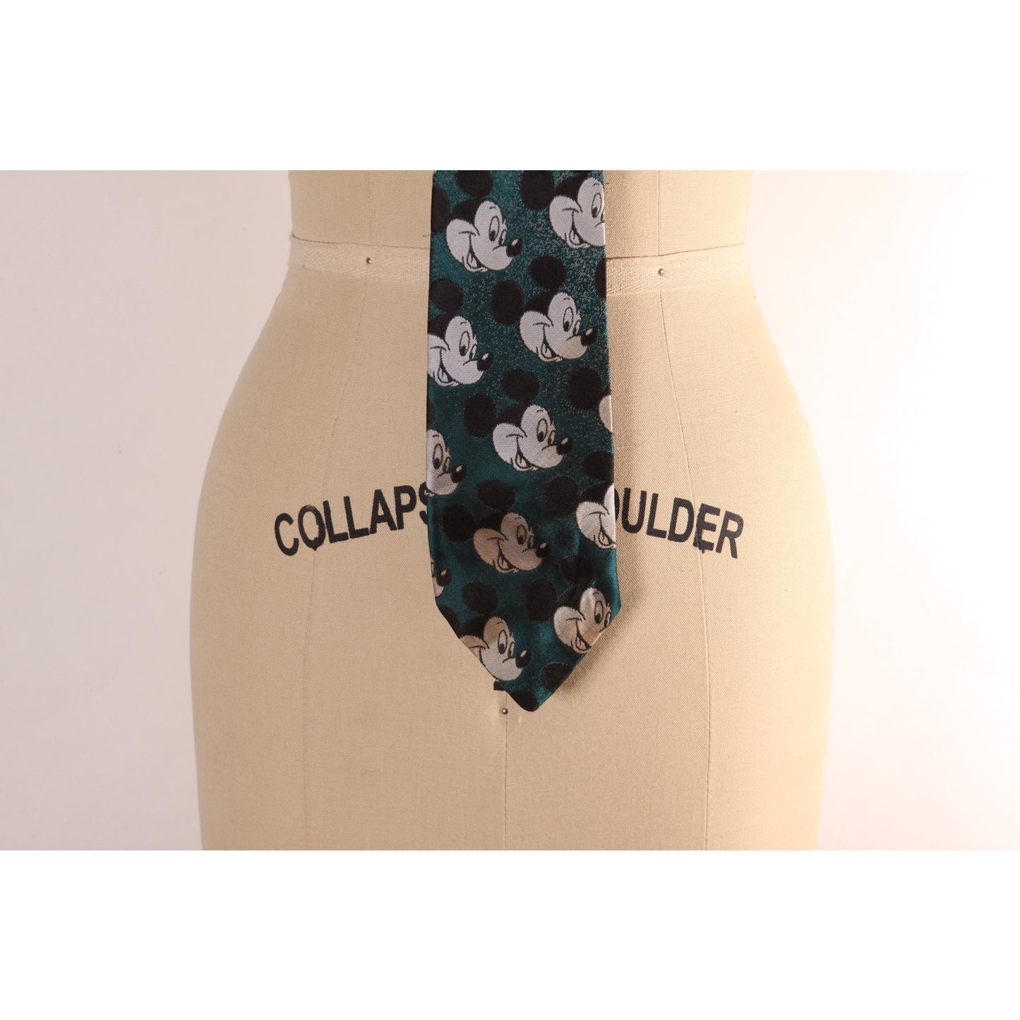 1980s Teal Blue, White and Black Novelty Mickey Mouse Necktie