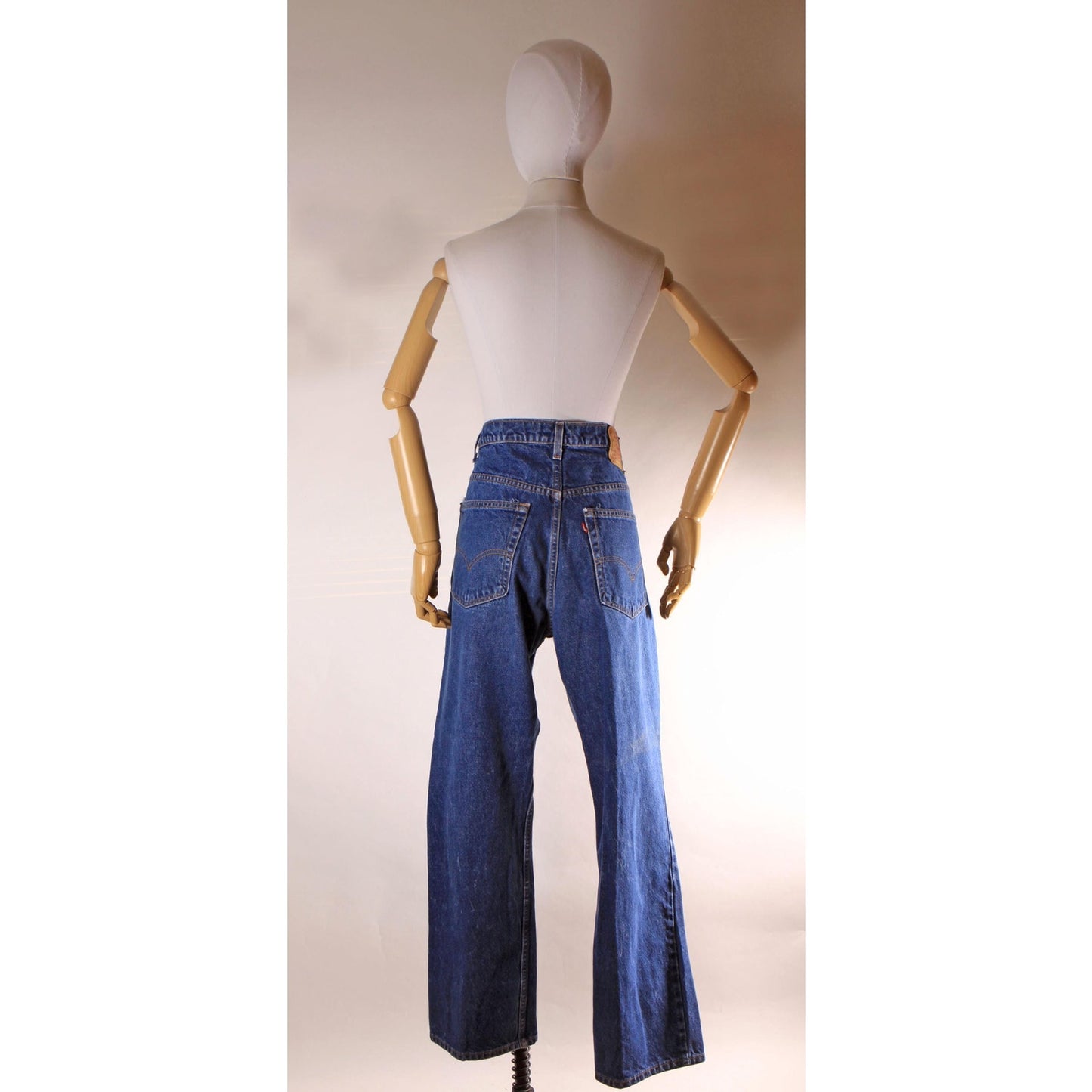 1990s Blue Denim Red Tab 517 Boot Cut Mens Jeans by Levi's- 38x31