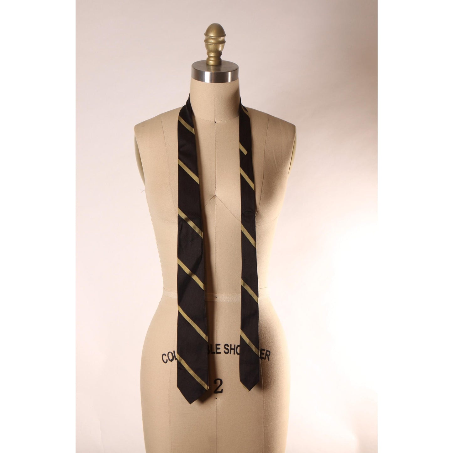 1960s Black and Green Striped Necktie Tie by Fashion Craft