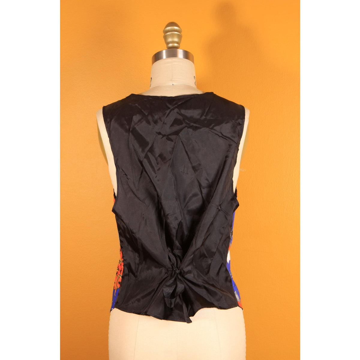 1980s 1990s Blue, Black and Orange Novelty Ghost, Jack-o-Lanterns and Bats Halloween Vest by Ceci -S-M