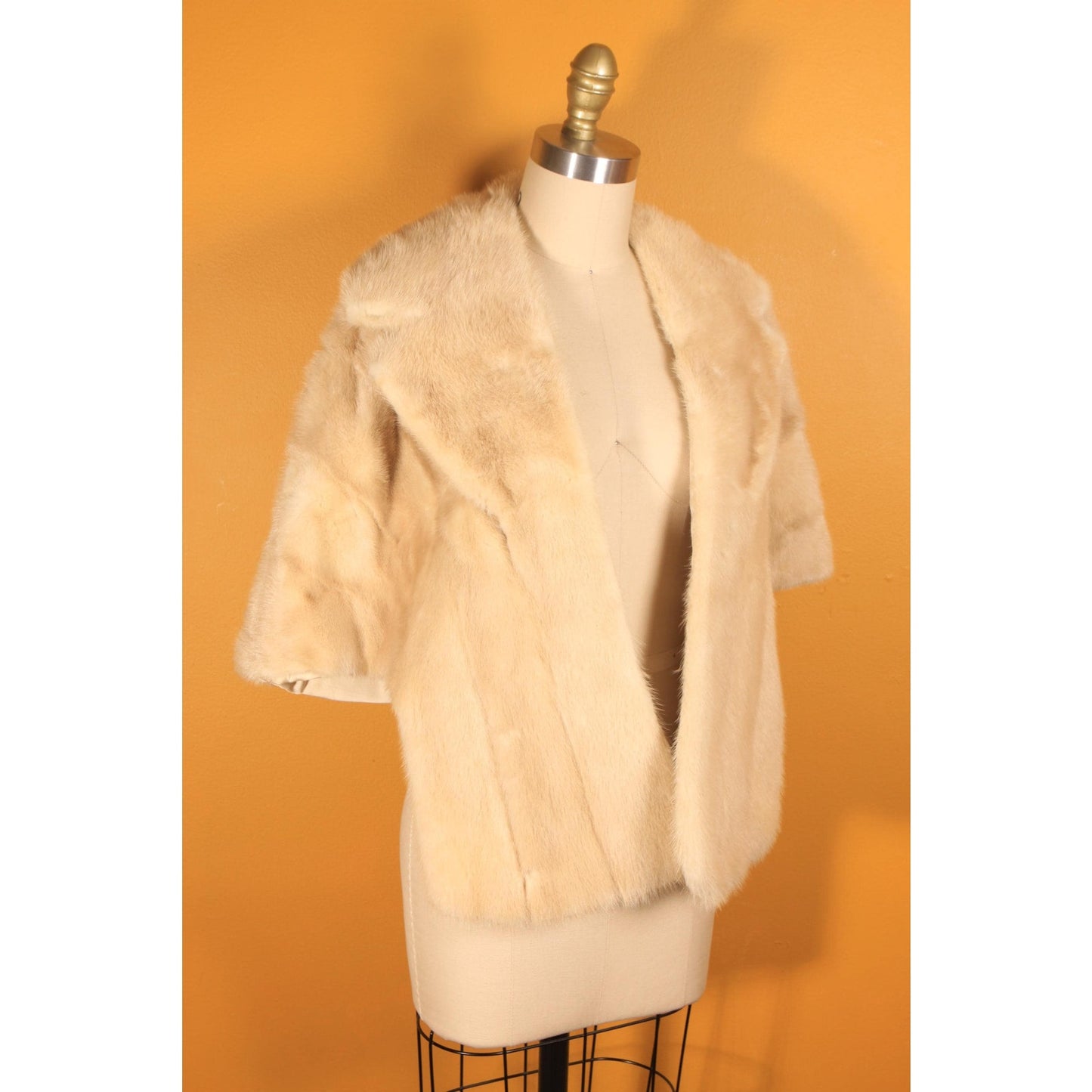 1950s Blonde Cream Mink Fur Shawl Wrap by Evan's Furs