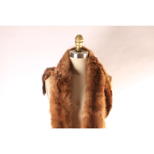 1950s Brown Mink Fur Three Piece Pelt Wrap