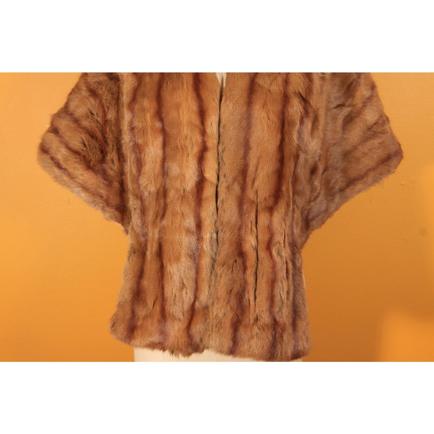 1950s Brown Fur Adjustable Length Shawl Wrap