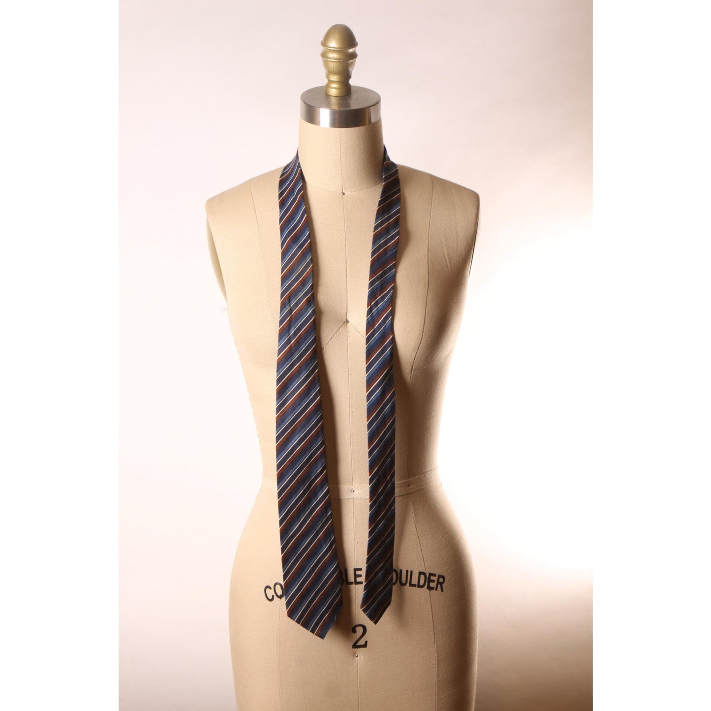1950s Blue and Brown Striped Necktie Tie