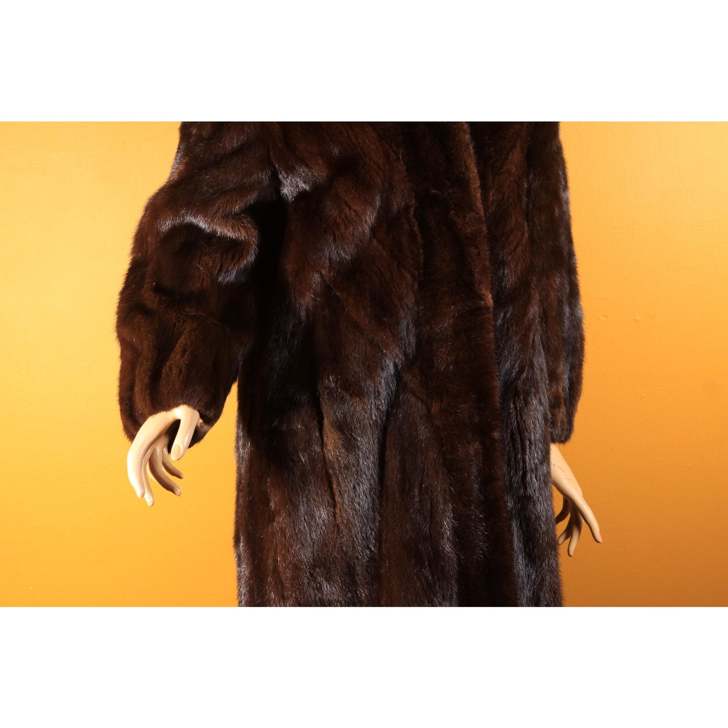 1940s Dark Brown Mink Long Sleeve Fur Coat by Marshall Fields