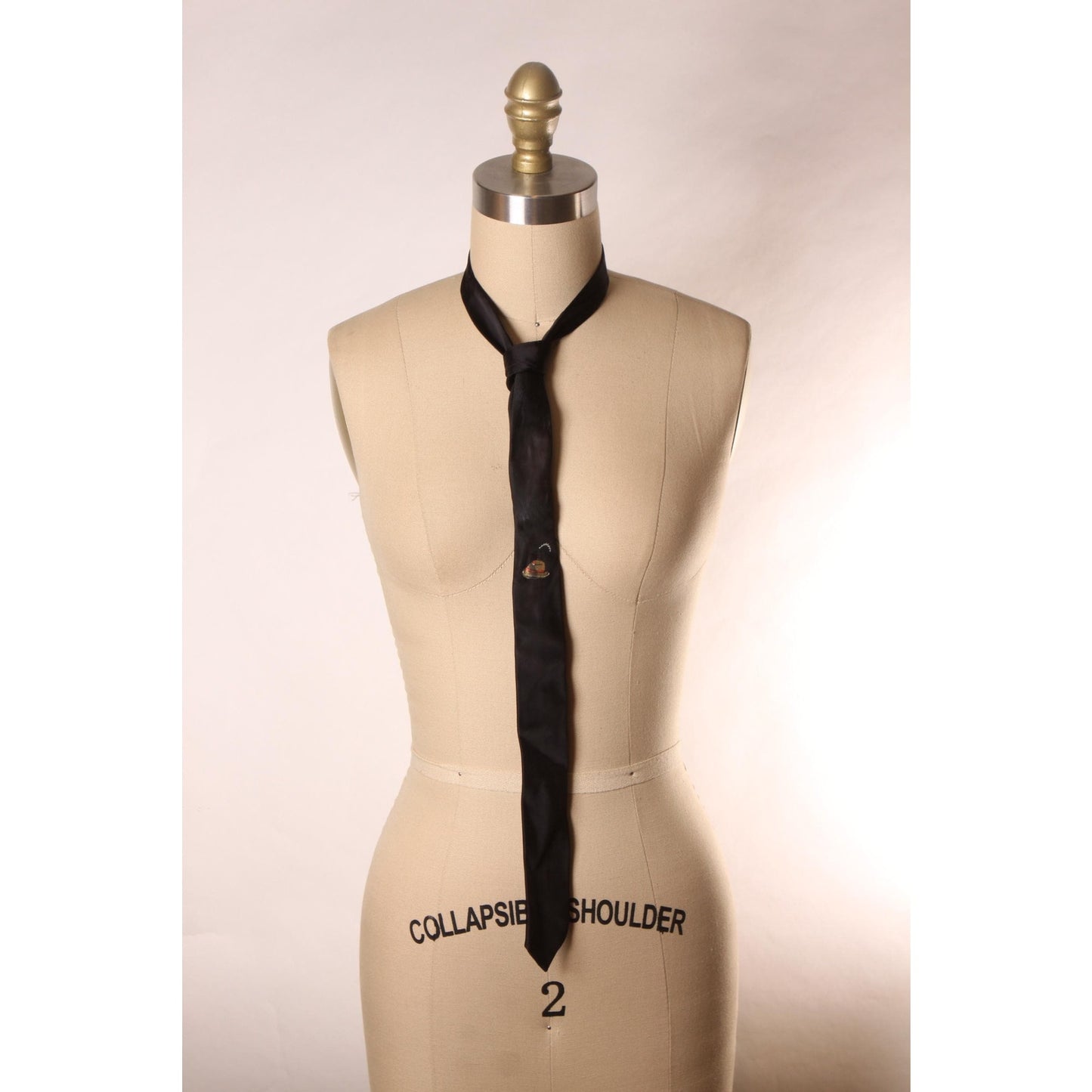 1950s Black Hand Painted Fedora Hat Skinny Necktie Tie by Wedgefield